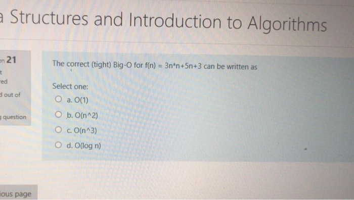 Solved Structures and Introduction to Algorithms on 21 The | Chegg.com