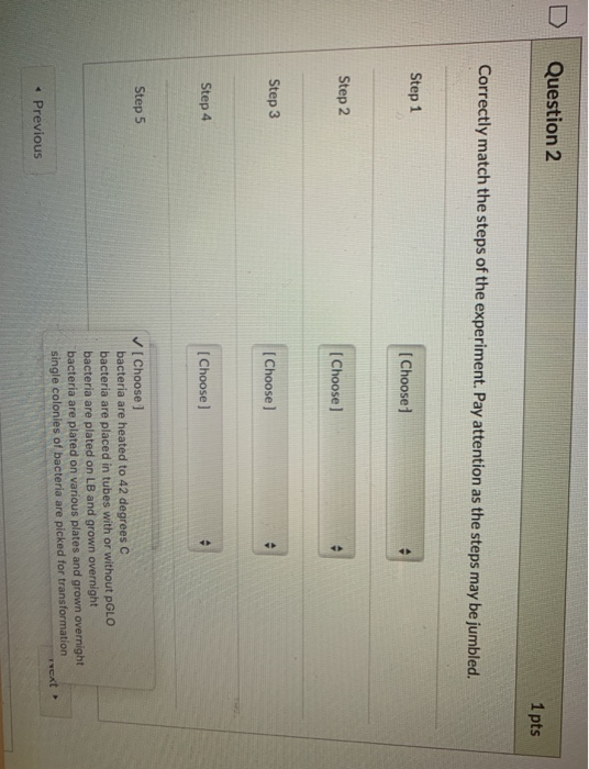 Solved Question 2 1 pts Correctly match the steps of the | Chegg.com