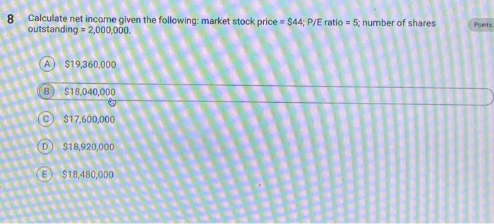 Solved Calculate net income given the following: market | Chegg.com