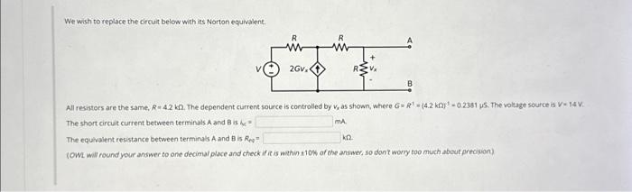 Solved We wish to replace the circuit below with its Norton | Chegg.com