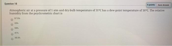 Solved Question 18 5 points Save Answer Atmospheric air at a | Chegg.com