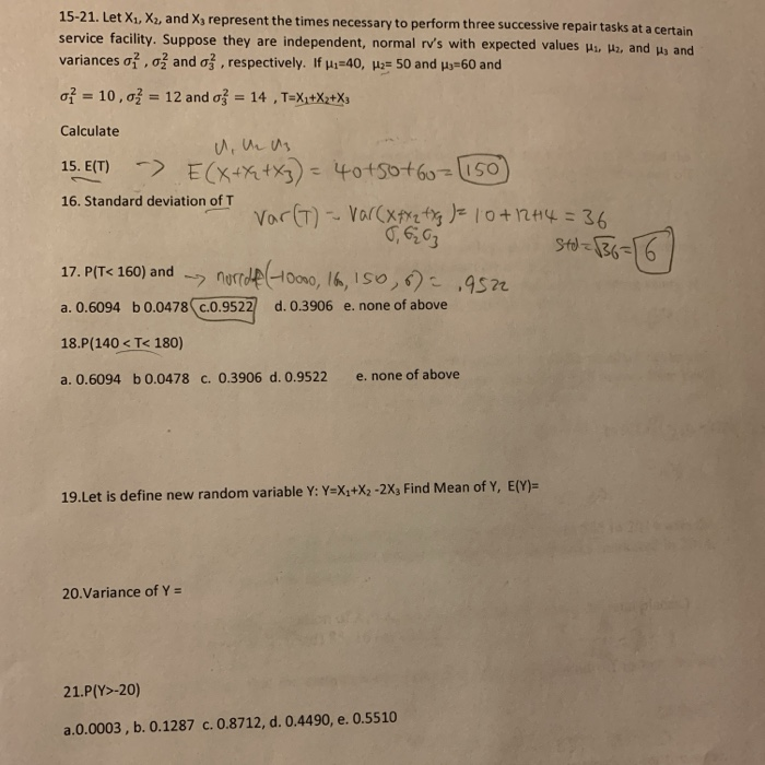 15 21 Let X1 X2 And X Represent The Times Chegg Com