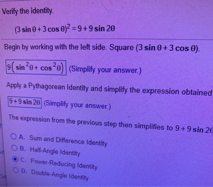 Solved Verify The Identity 3 Sin 03 Cos 02 99 Sin 4130