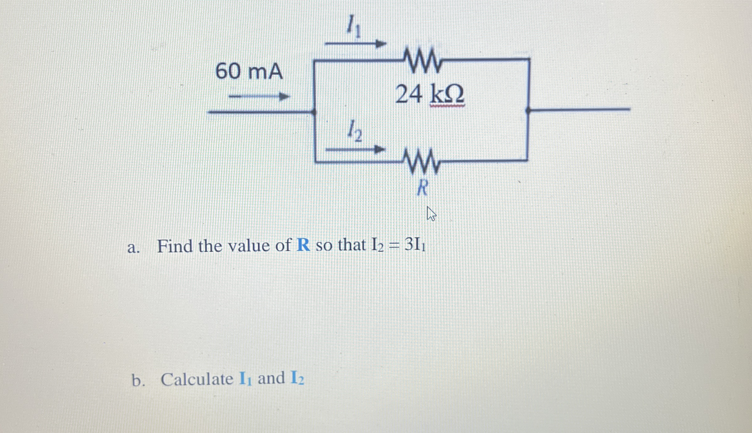 Solved a. ﻿Find the value of R ﻿so that I2=3I1b. ﻿Calculate | Chegg.com