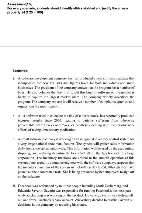 Lab 2 (Software Ethics) Objectives: 1. To identify | Chegg.com