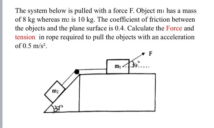 Solved The system below is pulled with a force F. Object mi | Chegg.com