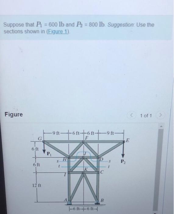 Solved Suppose That P1=600lb And P2=800lb. Suggestion: Use | Chegg.com