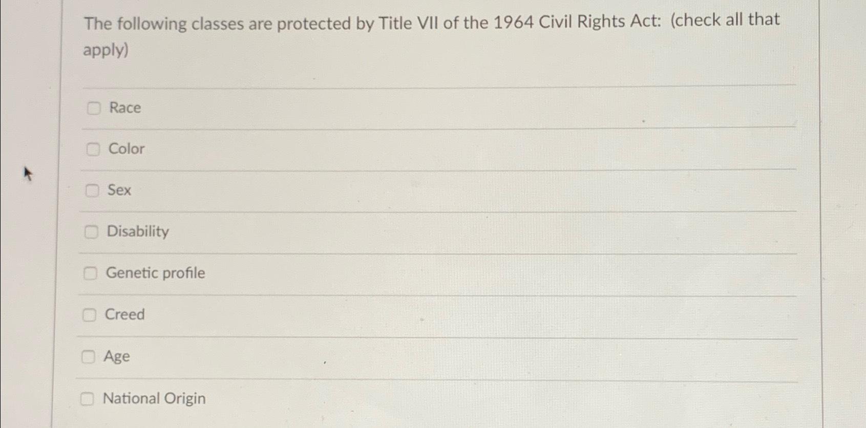 title 7 civil rights act protected classes