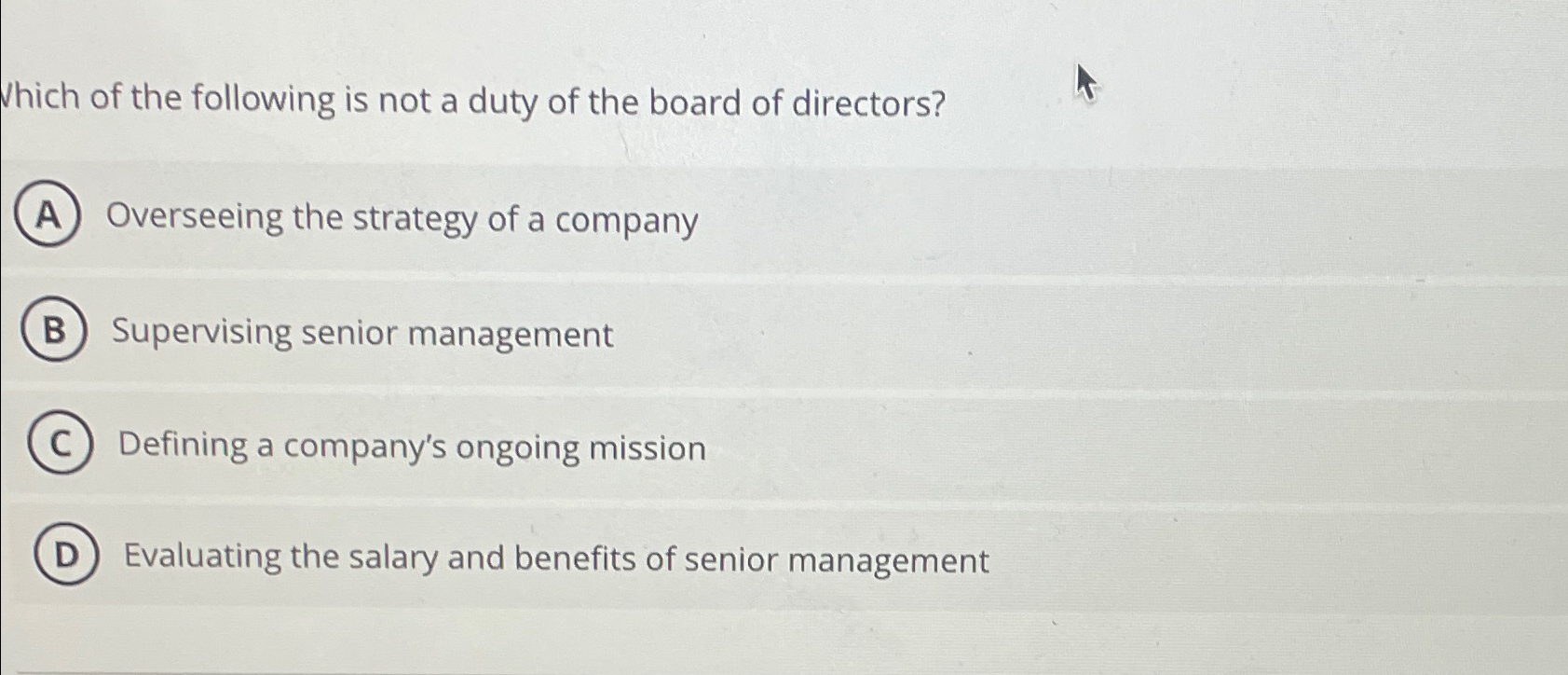 Solved Which of the following is not a duty of the board of
