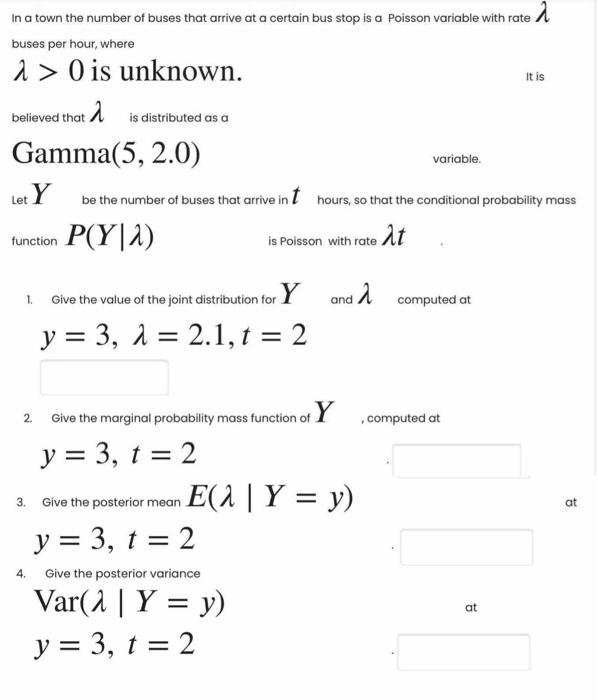 Solved In a town the number of buses that arrive at a | Chegg.com