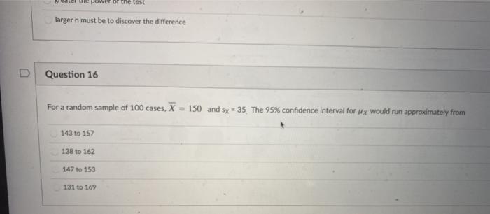 Solved wie power of the test larger n must be to discover | Chegg.com