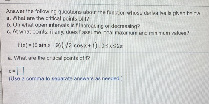 Solved Answer the following questions about the function | Chegg.com