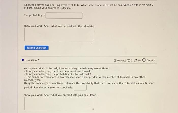 Solved A baseball player has a batting average of 0.37. What | Chegg.com