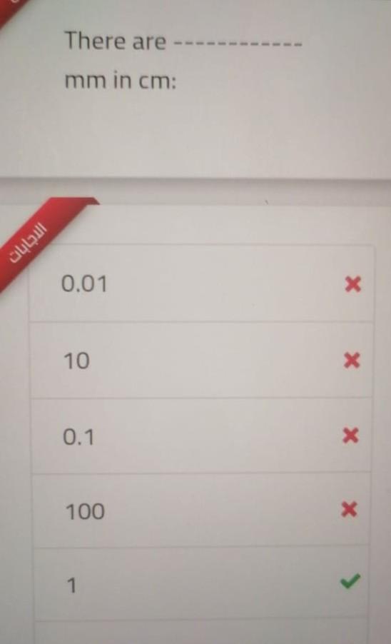 Solved There are mm in cm: πέτης 0.01 x 10 X 0.1 X 100 x 1 | Chegg.com