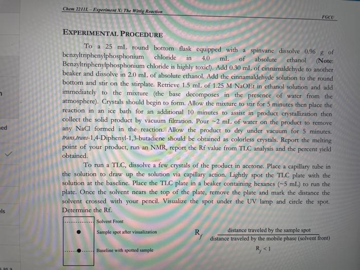 Solved The Wittig Reaction Experiment, what you did and how | Chegg.com