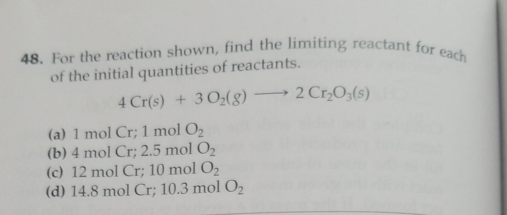 Solved 18. For The Reaction Shown, Find The Limiting | Chegg.com