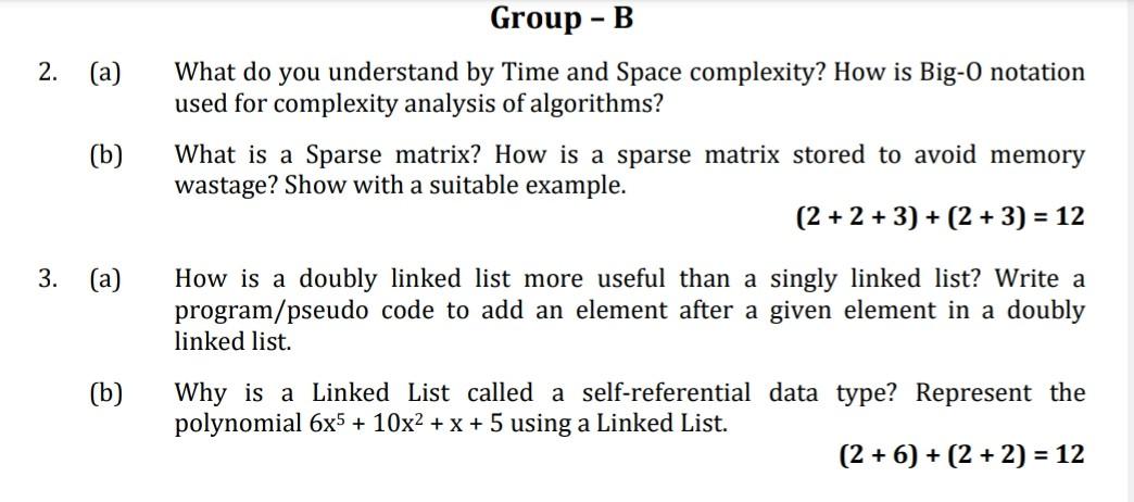 Solved 2. 3. (a) (b) (a) (b) Group - B What Do You | Chegg.com