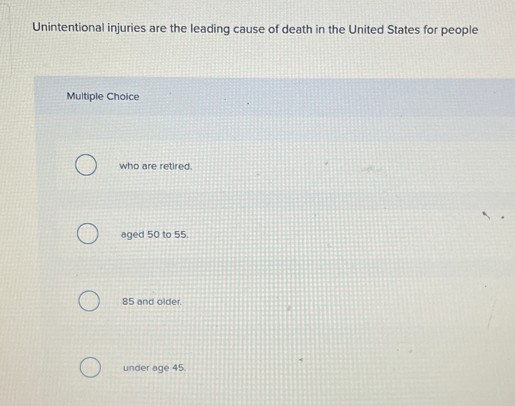 Solved Unintentional injuries are the leading cause of death | Chegg.com