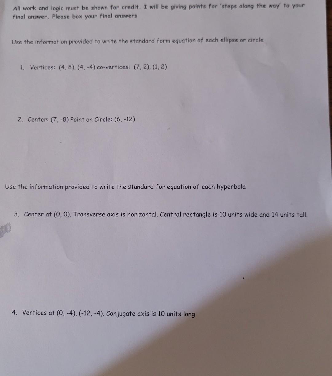 Solved All work and logic must be shown for credit. I will | Chegg.com