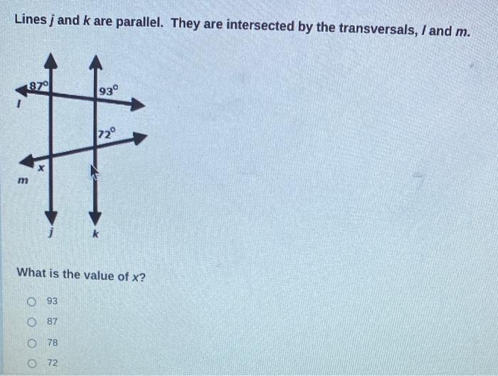 Solved Lines j and k are parallel. They are intersected by