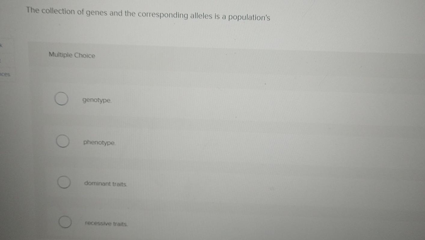 Solved The collection of genes and the corresponding alleles | Chegg.com