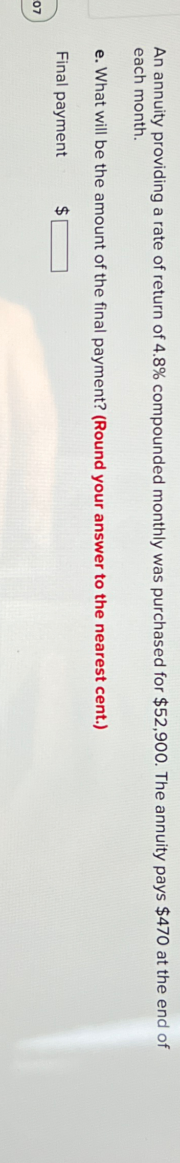 An annuity providing a rate of return of 4.8% | Chegg.com