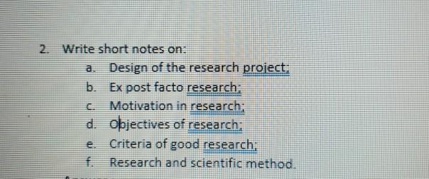 design of the research project short note