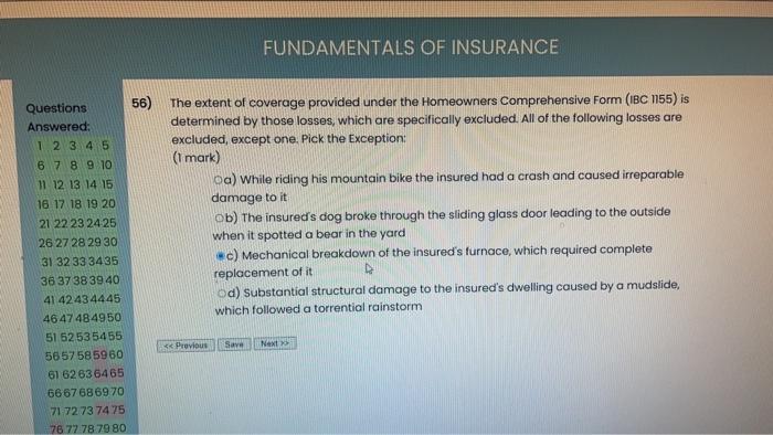 Solved FUNDAMENTALS OF INSURANCE The extent of coverage | Chegg.com