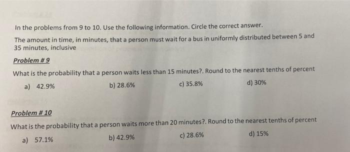 Solved In the problems from 9 to 10. Use the following | Chegg.com