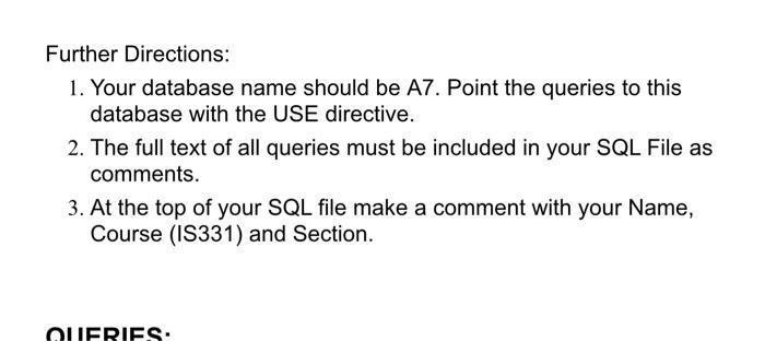 Assignment 7 In this homework, you will develop a SQL | Chegg.com