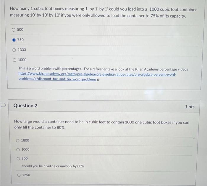 Solved How many 1 cubic foot boxes measuring 1′ by 1′ by 1′