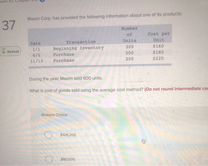 Solved xam #2 Chapter JUU Maxim Corp. has provided the | Chegg.com