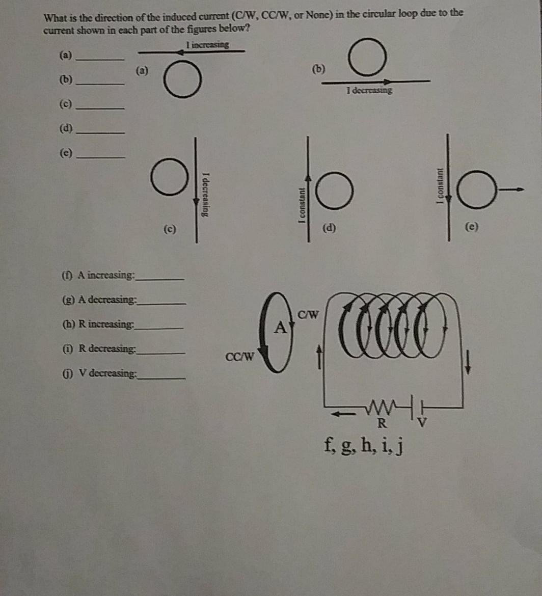 What Is The Direction Of The Induced Current Cw Chegg Com