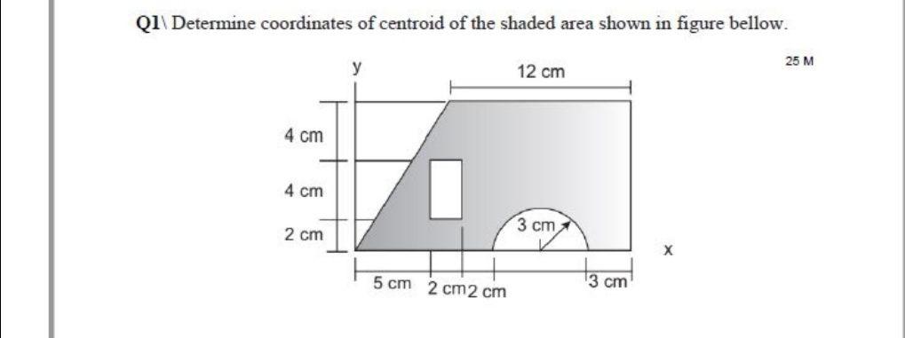 Solved Ql\ Determine coordinates of centroid of the shaded | Chegg.com