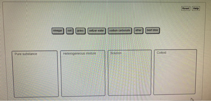 Solved Reset Help vinegar soil gravy seltzer water sodium | Chegg.com