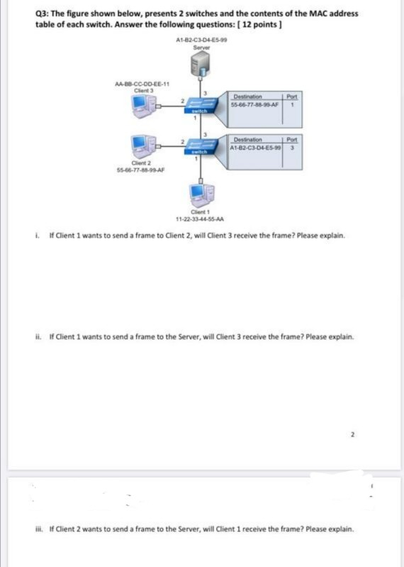 Solved Q3: The figure shown below, presents 2 switches and | Chegg.com