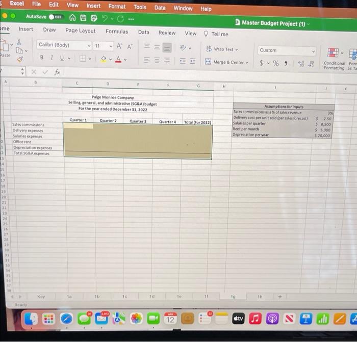 project Master Budget project Attached Files: Master | Chegg.com
