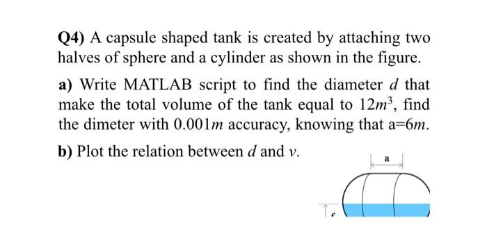 Solved (4) A capsule shaped tank is created by attaching two | Chegg.com