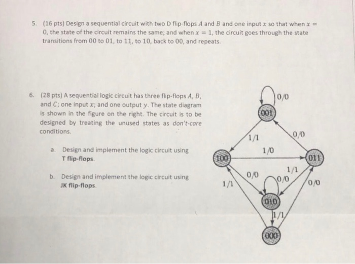 Solved 5. (16 pts) Design a sequential circuit with two D | Chegg.com