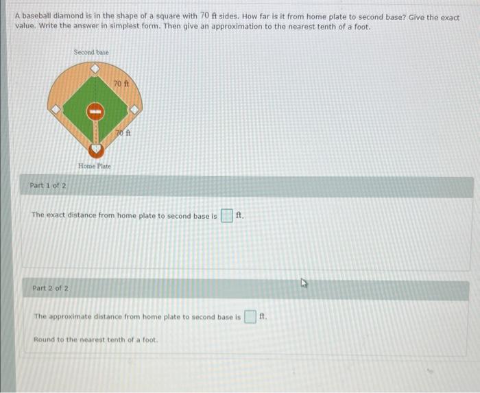 Solved A Baseball Diamond Is In The Shape Of A Square With | Chegg.com