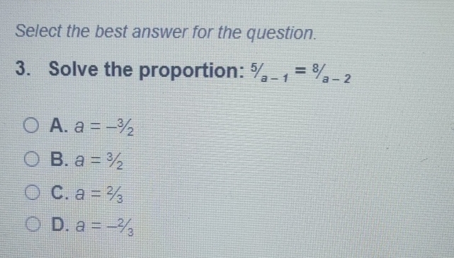 Solved Select the best answer for the question.3. ﻿Solve the | Chegg.com