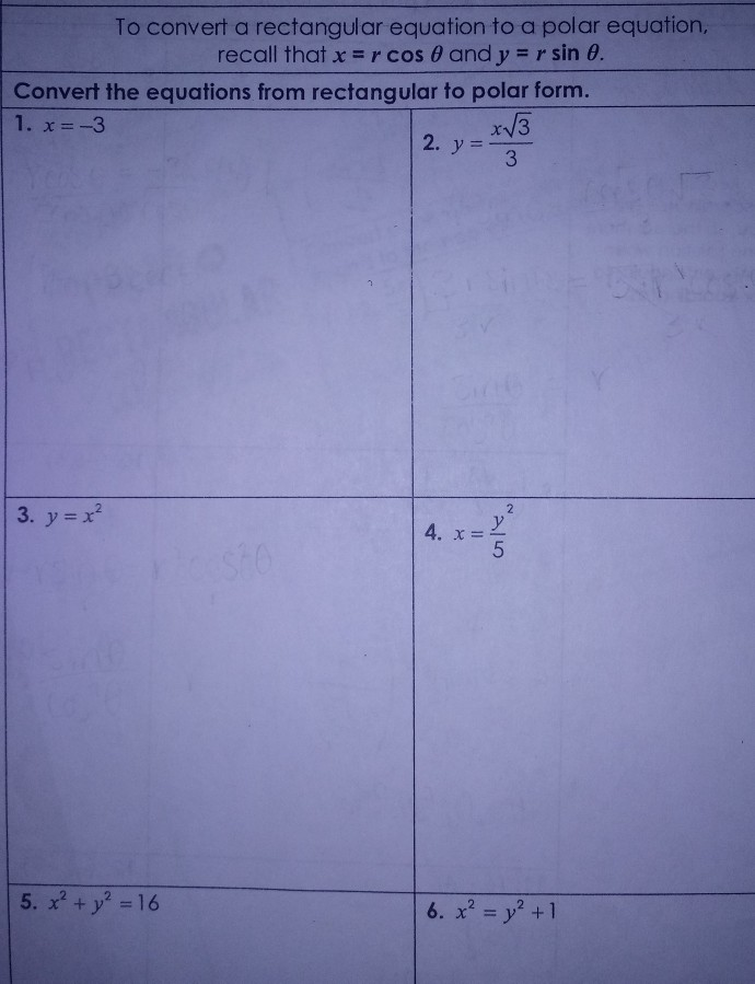 Solved converting rectangular to polar equations. I really | Chegg.com