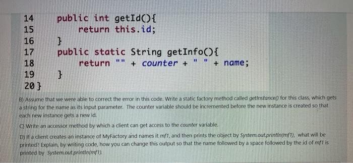 Solved on A) The following code has a compiler error in | Chegg.com