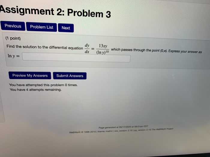 Solved Assignment 2: Problem 3 Previous Problem List Next (1 | Chegg.com