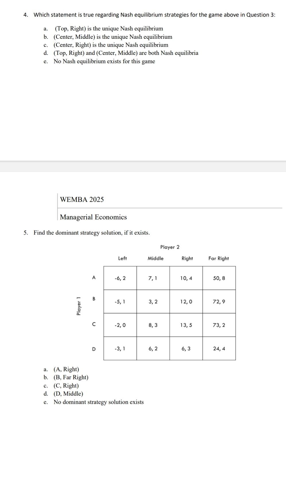 Solved 1. Find a Nash equilibrium for the following game, if | Chegg.com