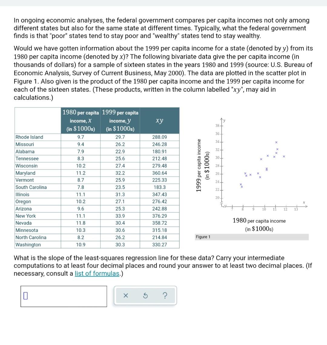 In ongoing economic analyses, the federal government compares per capita incomes not only among
different states but also for