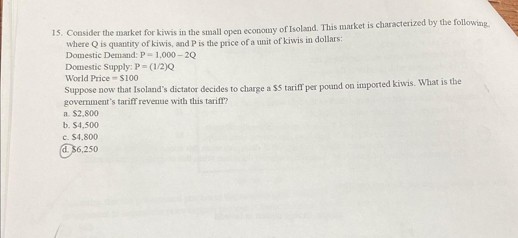 Solved Consider the market for kiwis in the small open | Chegg.com