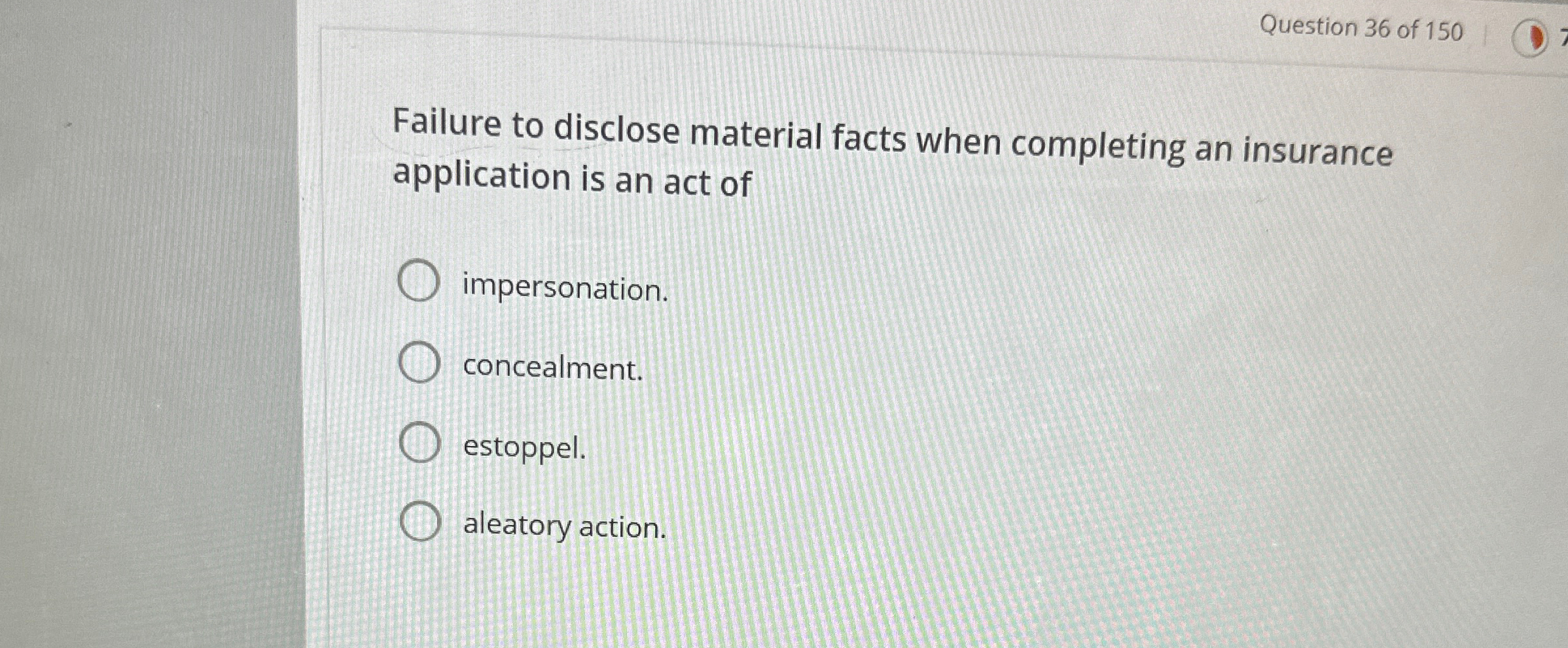 Solved Question 36 ﻿of 150Failure to disclose material facts | Chegg.com