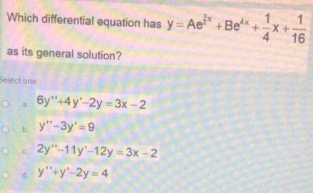 Solved 1 1 Which Differential Equation Has Y Ae Be X Chegg Com