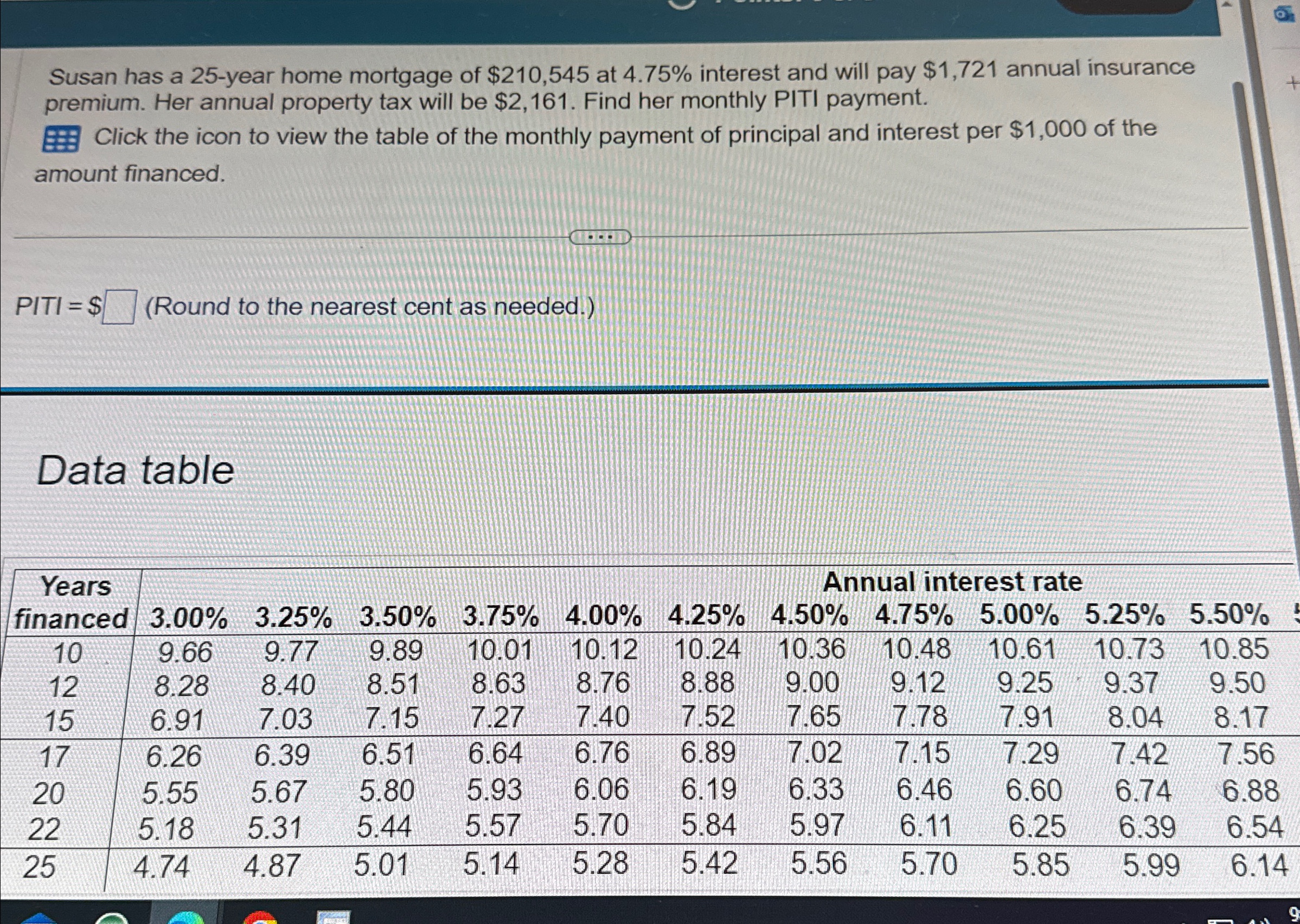 Solved Susan has a 25 -year home mortgage of $210,545 ﻿at | Chegg.com